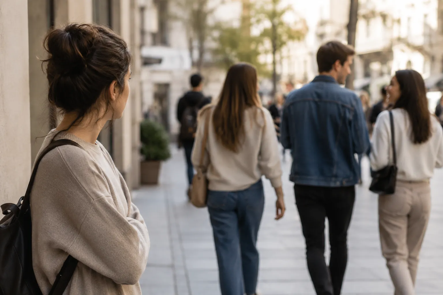 Persona comparándose con otras personas