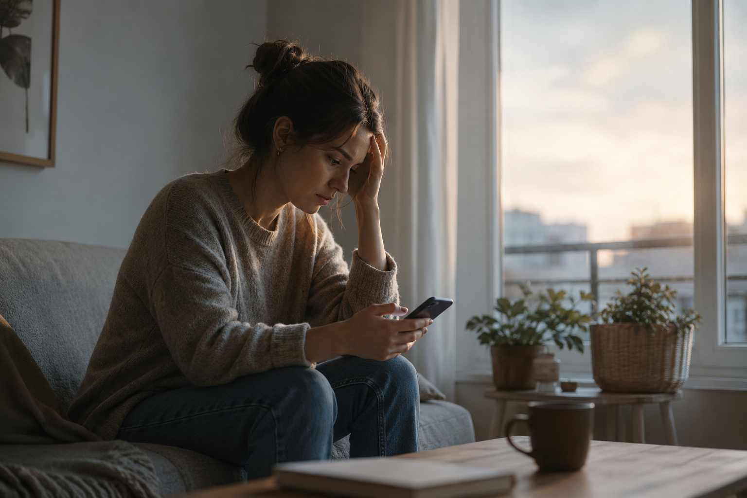 Persona reflexionando sobre una relación de pareja y la necesidad de poner límites
